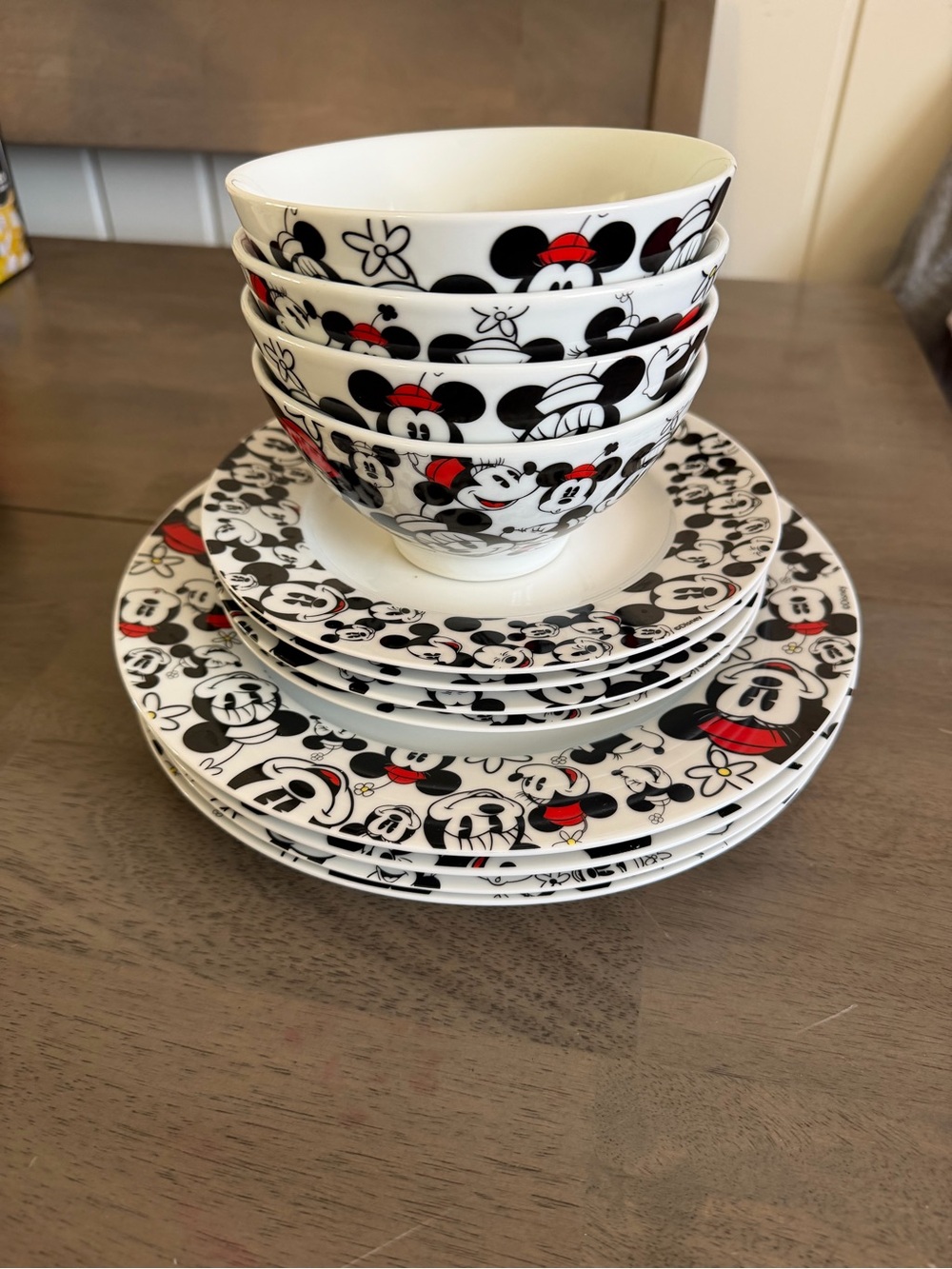 Disney Black, White & Red Mickey Mouse Dinnerware Set